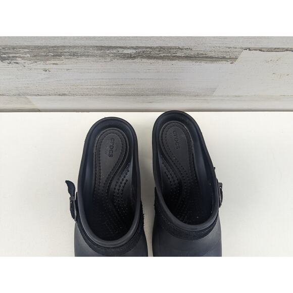 CROCS Dual‎ Comfort Black Sarah Mule Clog Closed Toe Heel Womens Size 8 - Picture 3 of 11